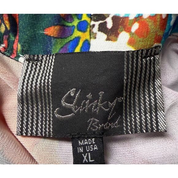 Slinky Brand XL Floral Open Front Cardigan Travel Knit 3/4 Sleeve Black Stretch - Picture 9 of 9